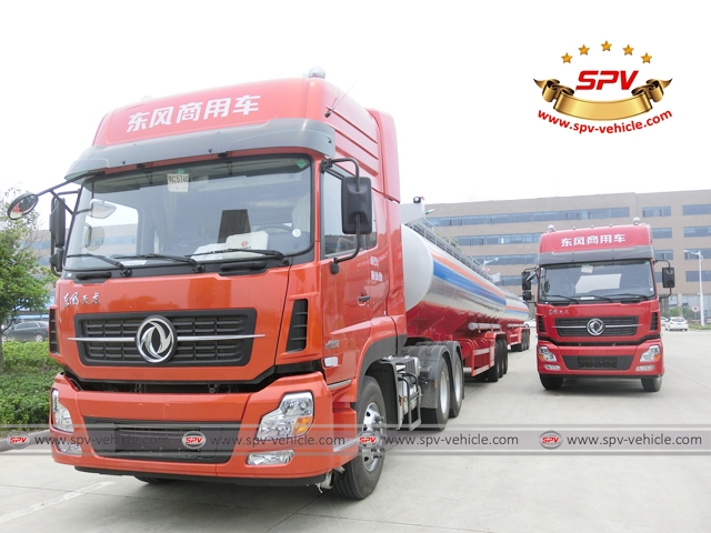 Front view of Dongfeng Kinland semi-trailer fuel truck